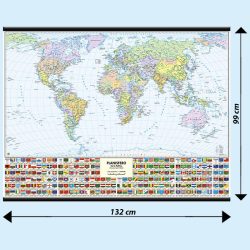 CARTA GEOGRAFICA SCOLASTICA PLASTIFICATA MONDO 297X420MM BELLETTI COD.  BS02P CONFEZIONE DA 20